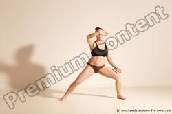 Underwear Martial art Woman White Moving poses Average long colored Dynamic poses Academic